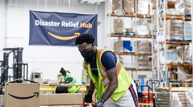 Entrepôt Amazon pour les secours en cas de catastrophe