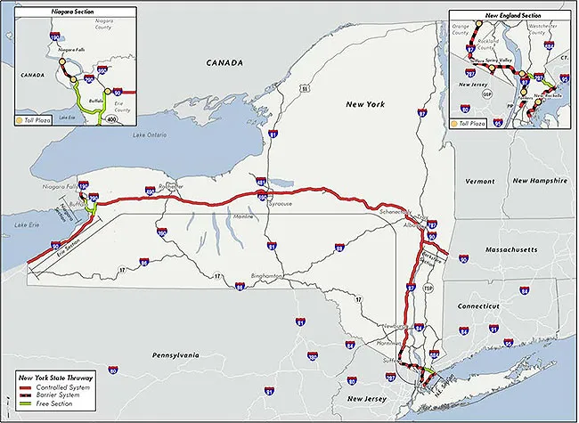 Carte de l'autoroute de New York