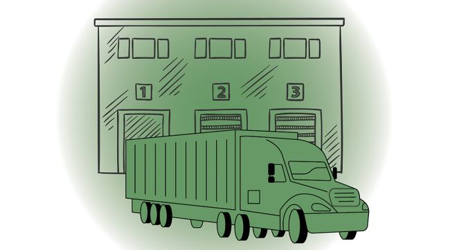camion et entrepôt