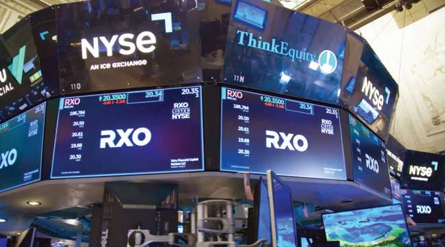 RXO affiché à l'écran à la Bourse de New York