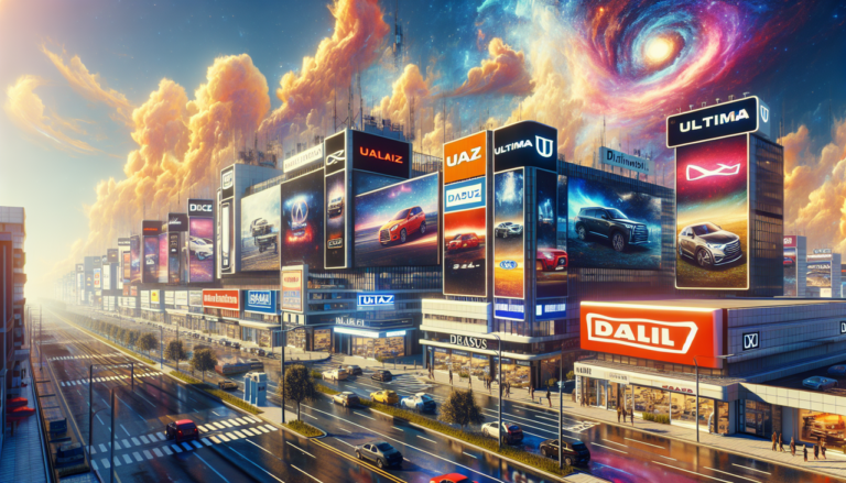 Concessionnaires affichent des logos de marques de voitures en U.