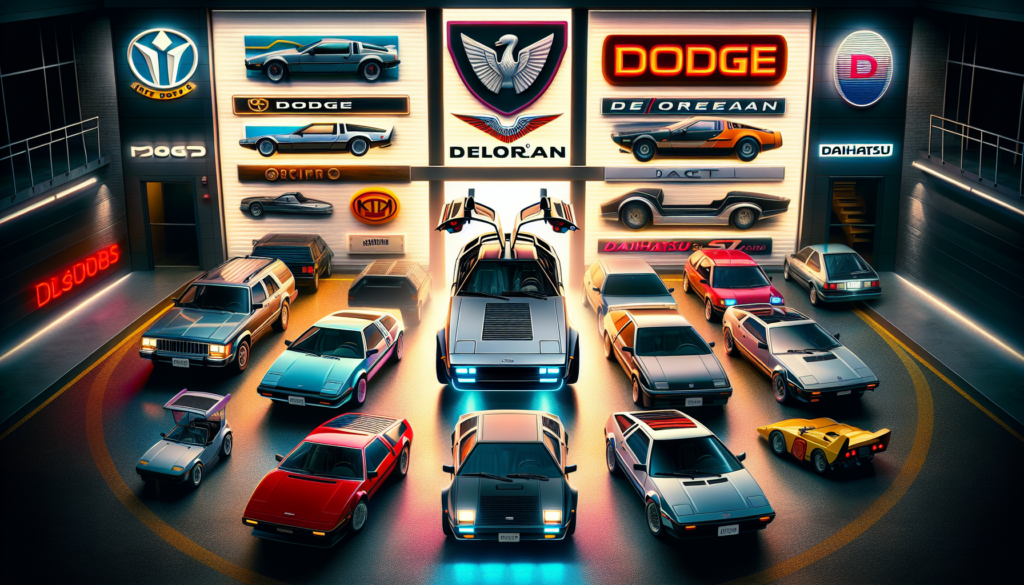 Collage de marques de voitures en C : Chevrolet, Cadillac, Chrysler, Citroën et Caterham dans une ambiance luxueuse.