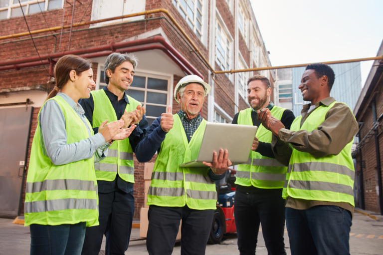 personnel logistique heureux