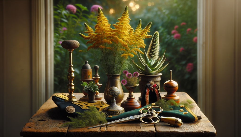 Visuel d'objets en Y artistiquement disposés sur une table en bois, avec éclairage naturel mettant en valeur les détails et couleurs.