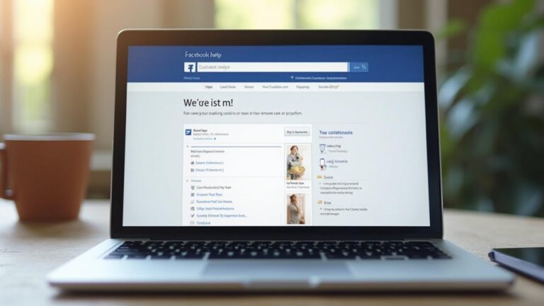 Écran d'ordinateur avec la page d'aide de Facebook pour créer un compte