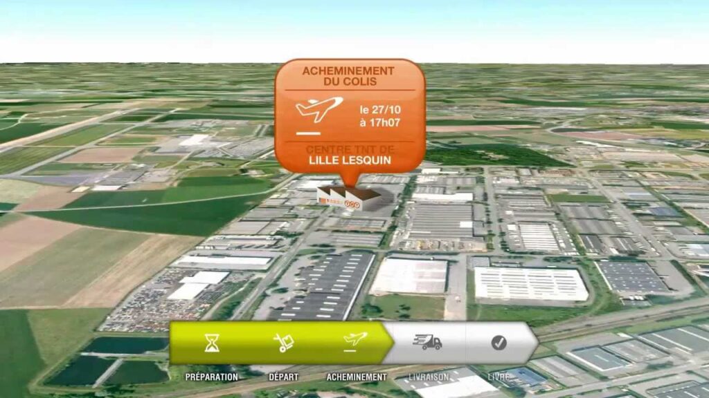 Interface de l'application de suivi des colis TNT Express en temps réel