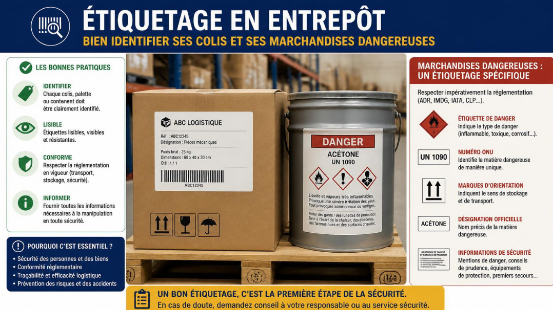 Étiquetage en entrepôt : bien identifier ses colis et ses marchandises dangereuses