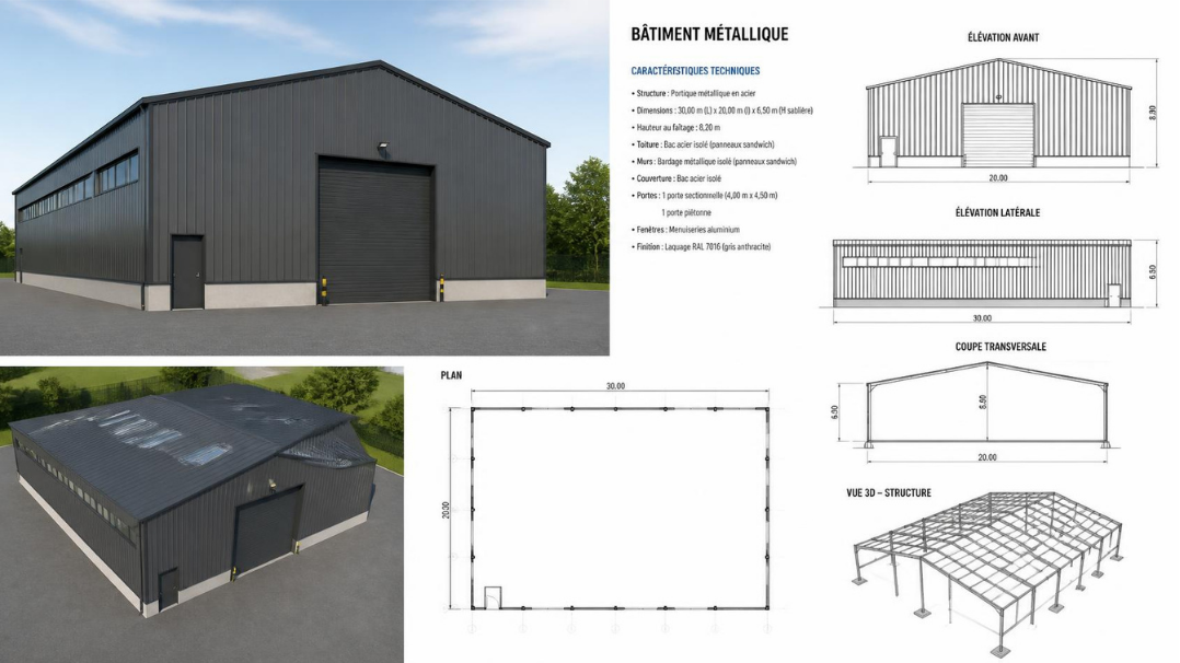 concevoir un bâtiment métallique